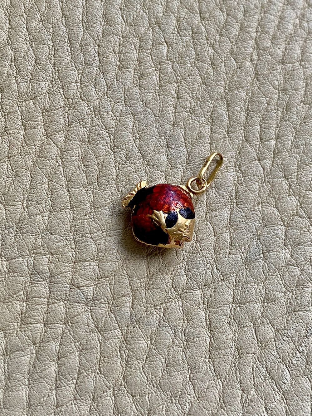 18k gold with red enamel tropical fish pendant or charm