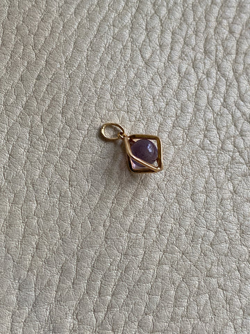 18k gold caged amethyst pendant or charm