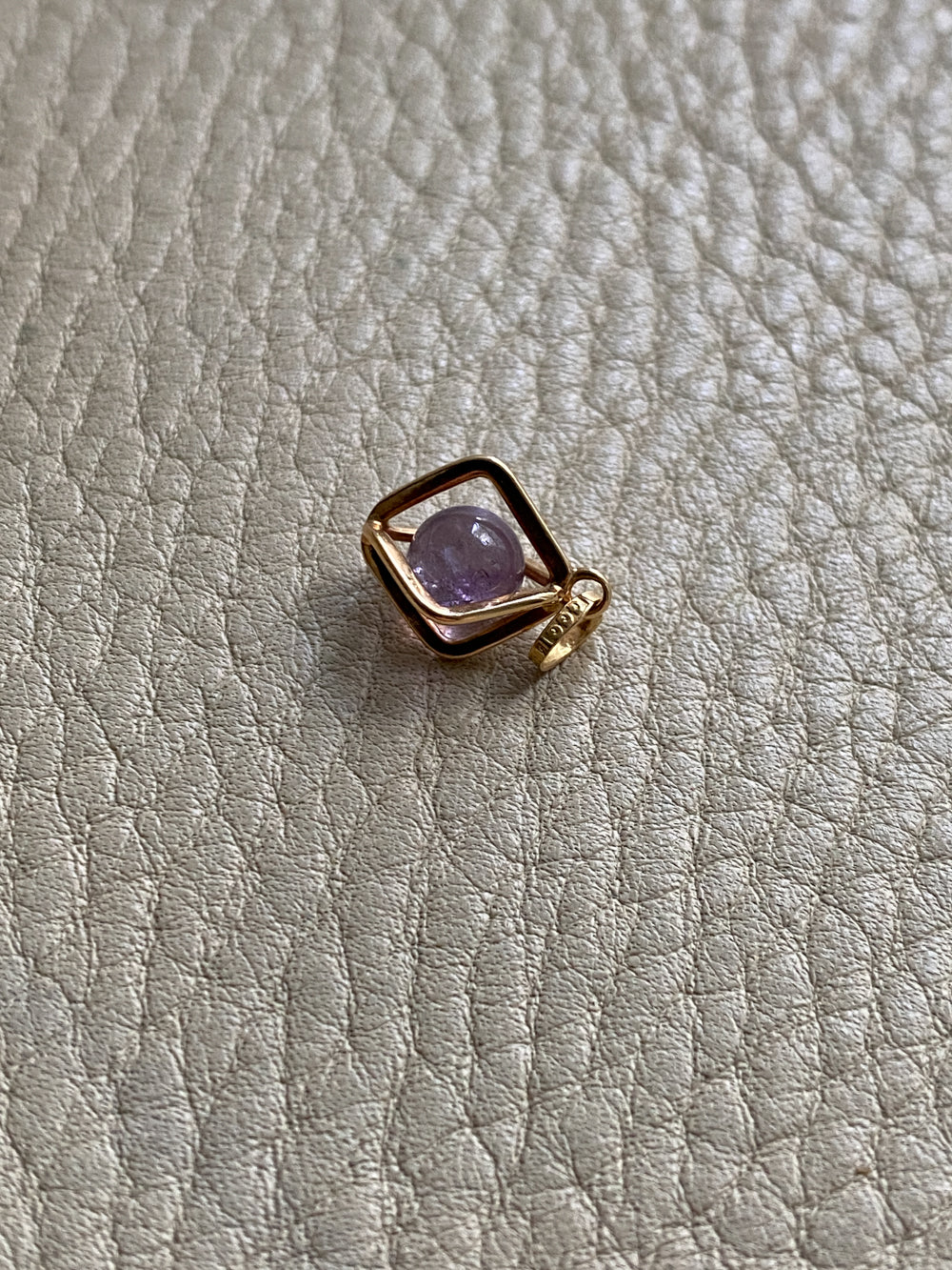 18k gold caged amethyst pendant or charm