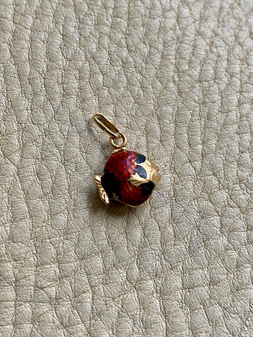 18k gold and red tropical fish pendant or charm