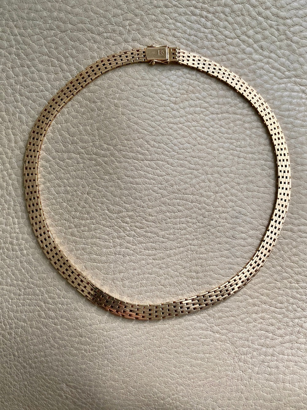 Luxurious and HEAVY solid gold brick link necklace - Danish 1960s  vintage - 17 inch length