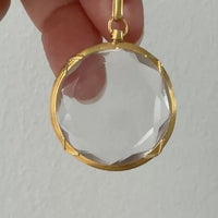 French Antique Glass Locket 18k Gold Bezel – 1.7 inch