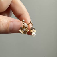 Vintage 18k Gold Stud Lotus Flower Earrings