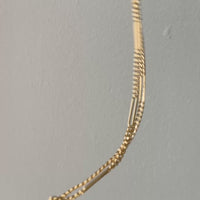 Vintage 18k Yellow Gold Bar and Curb Chain Necklace - 17.5 inch length