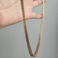 Vintage Swedish Wide Herringbone Link Necklace 18k Gold – 20 Inch Length