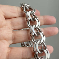 1976 Signed Heavy Swedish Double Curb Chain Silver Bracelet – 8.9 Inch Length