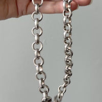 Chunky Chubby Sterling Silver Vintage Rolo Link Necklace – 18 Inch Length
