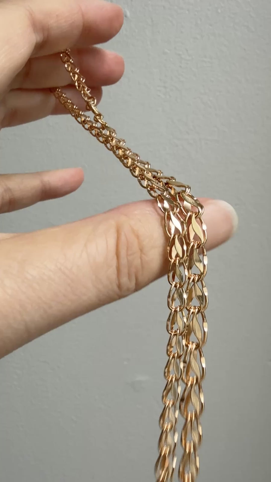 1960 Swedish Vintage Tulip Link Necklace in Rosy 18k gold - 16.3 inch length