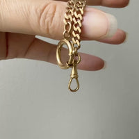 Antique 18k Gold Curb Link Watch Chain Necklace Extender with Large Bolt Clasp - 11 inch length