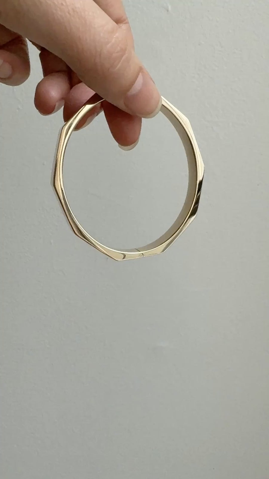 SPECTACULAR!! 10 Sided Geometric Hinged Bangle in 14k Yellow Gold - 1970s era - by Fleming Lund- 6.75 inch