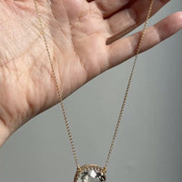 Crystal Quartz Pendant Rolo Link Necklace in 18k Gold - 16.7 inch length