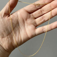 Vintage 18k Yellow Gold 1mm Cable Chain Necklace - 15.9 inch length