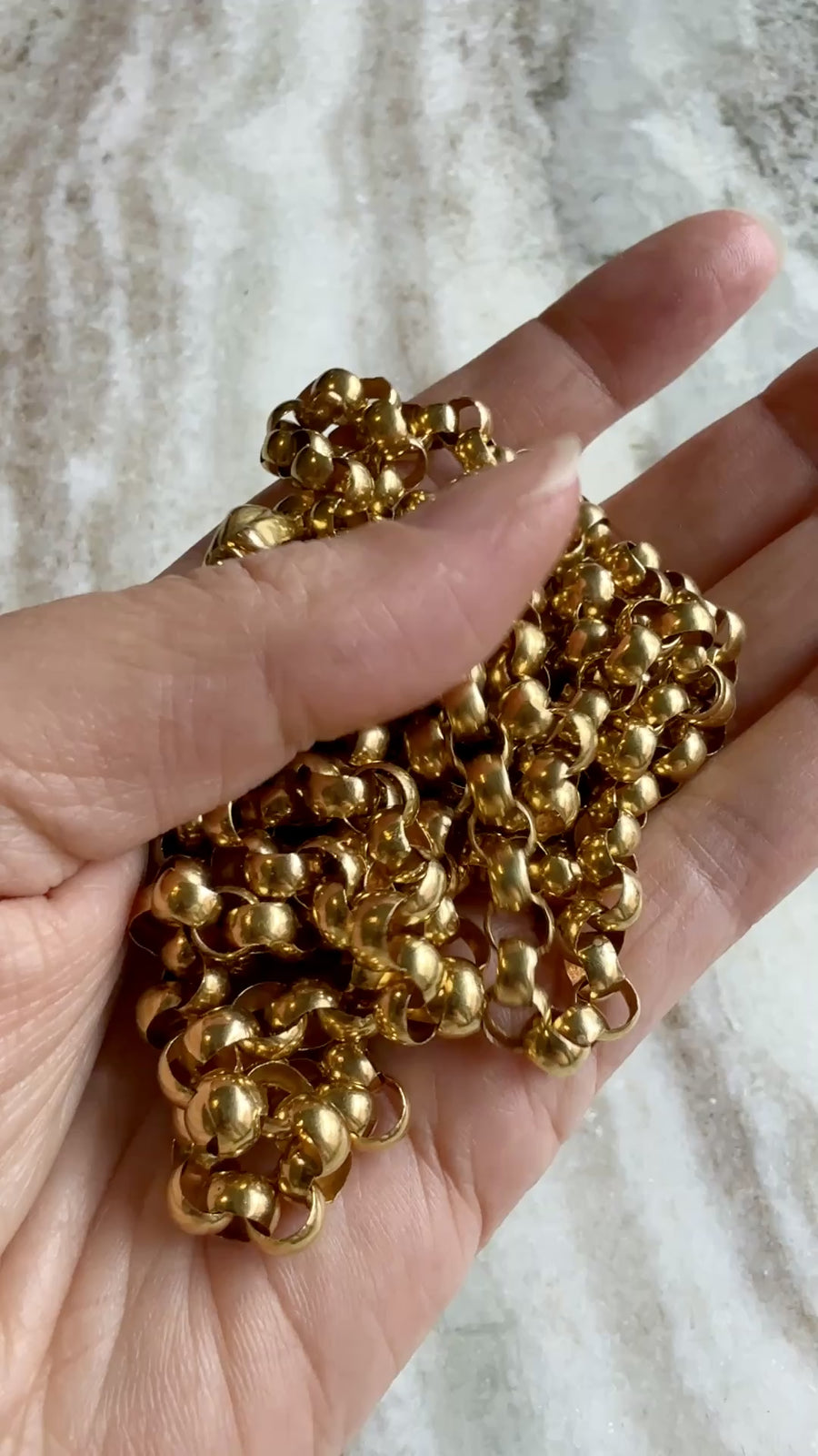 1834 Antique Long Length Rolo Link Necklace 22k Gold - 54.3 inch length