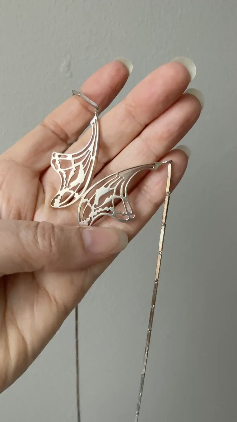 1984 Sterling Silver Butterfly Wing bar link Necklace BY ALTON - 24 inch length