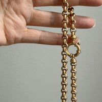Chubby! 18k Gold Vintage Rolo Link Necklace with Large Bolt Clasp - 17.8 inch length