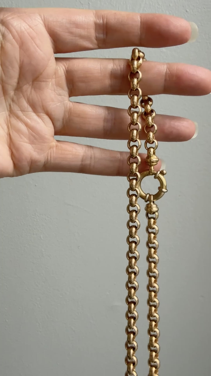 Chubby! 18k Gold Vintage Rolo Link Necklace with Large Bolt Clasp - 17.8 inch length