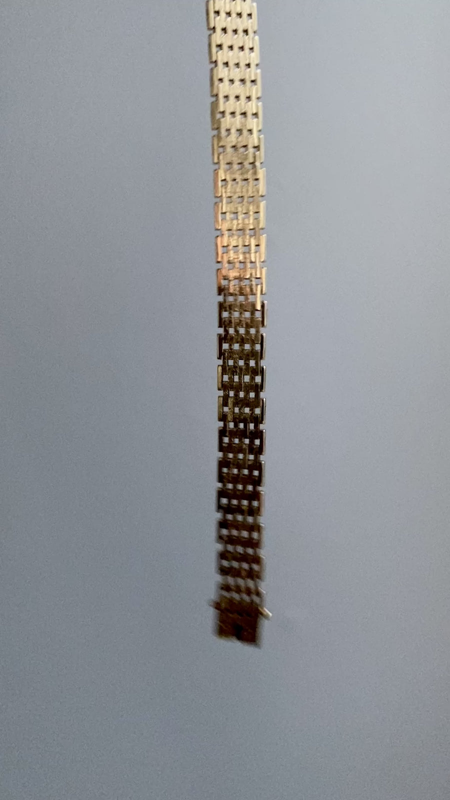 14k gold Danish brick link bracelet - satin and reversible - 7.75 inch length