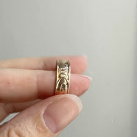 1988 Vintage Swedish 18k Gold Band Ring with Symbols – Size 11