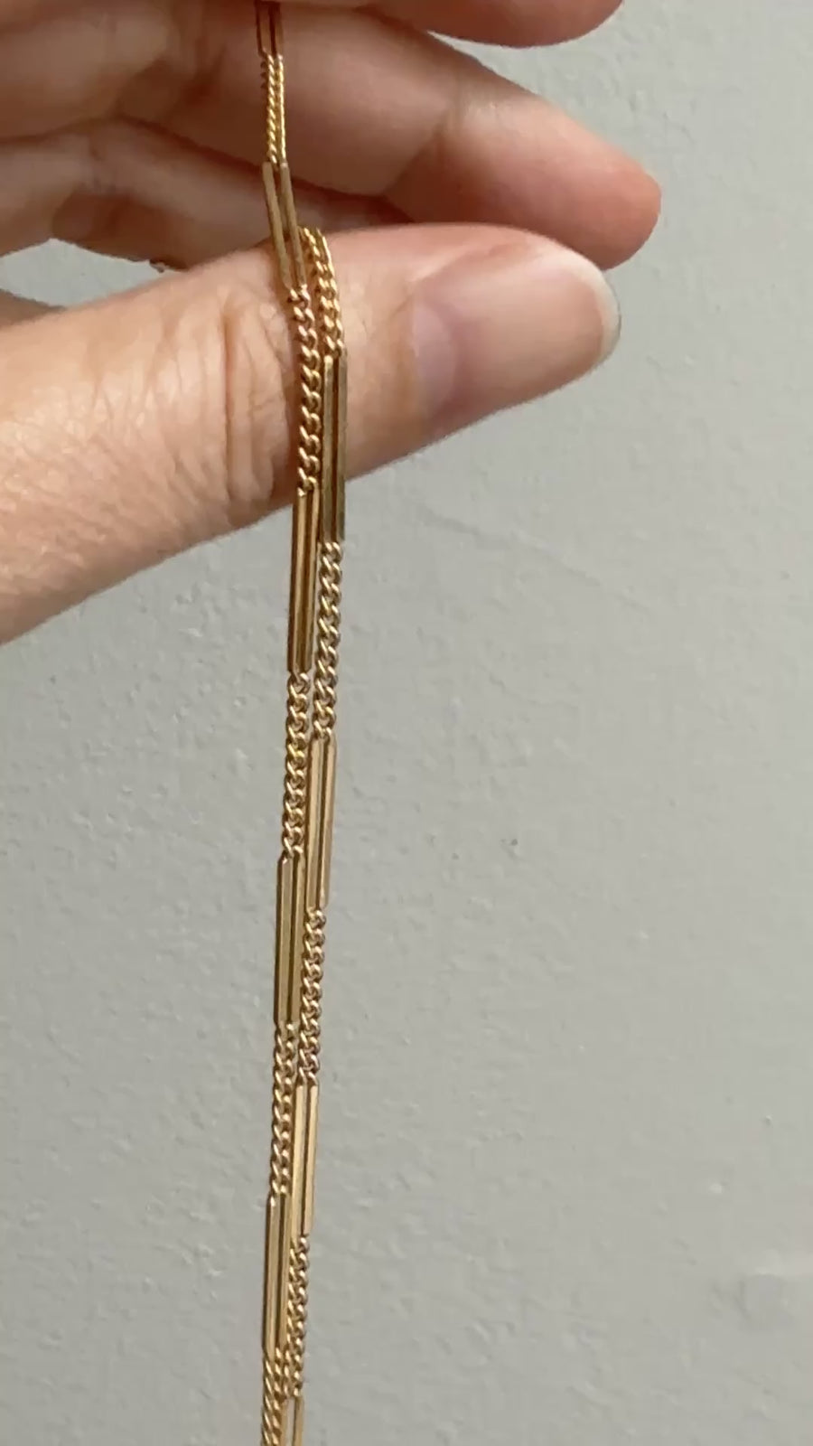 18k Gold Vintage Bar Link Variation Necklace - 21.75 inch length