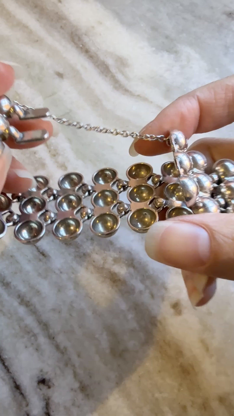 1984 Finnish Triple Row Wide Bubble Link Bracelet in Sterling Silver by Kalevala Koru - 7 inch length