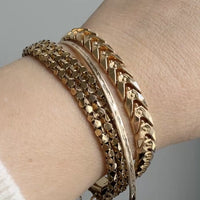 Chevron Dimensional Link Bracelet in 18k Gold - Vintage Midcentury era - 7.3 inch length