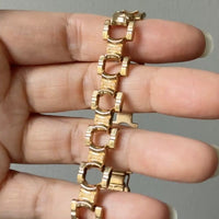 1960s Vintage Italian Dimensional Link Bracelet 18k Gold – 7.25 Inch Length