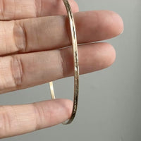 Skinny 18k Gold Vintage Oval Bangle - 8.5 inch interior circumference