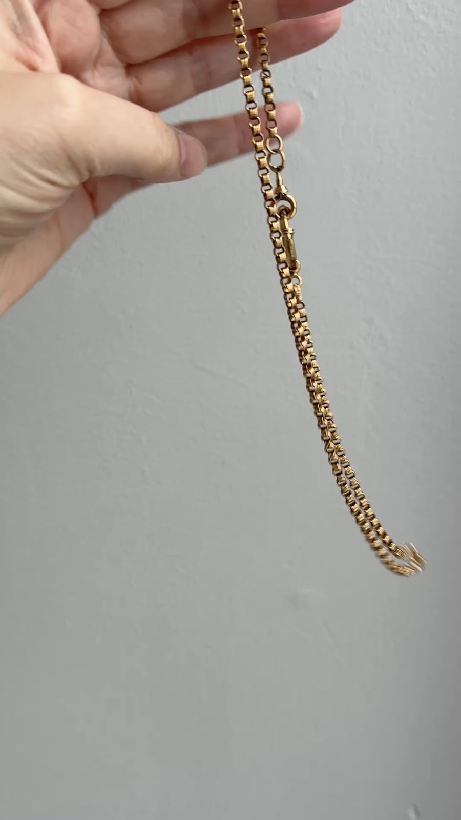 1891 Antique 18k Gold Watch Chain Necklace with Large Bolt Clasp - 18 inch length
