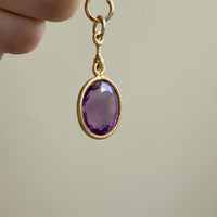 Vintage Scandi 18k gold Faceted Amethyst Pendant