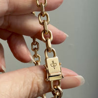 SOLID CHUNK!! 18k Gold Biker Chain Bracelet - By Classic Italian Maker Balestra - 8 inch length