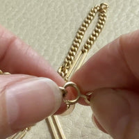 Vintage 18k Yellow Gold Bar and Curb Chain Necklace - 17.5 inch length