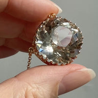 Crystal Quartz Pendant Rolo Link Necklace in 18k Gold - 16.7 inch length