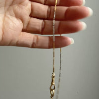 18k Gold and Platinum Hayseed Link Watch Chain Necklace Extender - 13.6 inch length