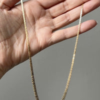 1934 Swedish Vintage 18k Yellow Gold Graduated Pressed Curb Chain Necklace - 18.9 inch length