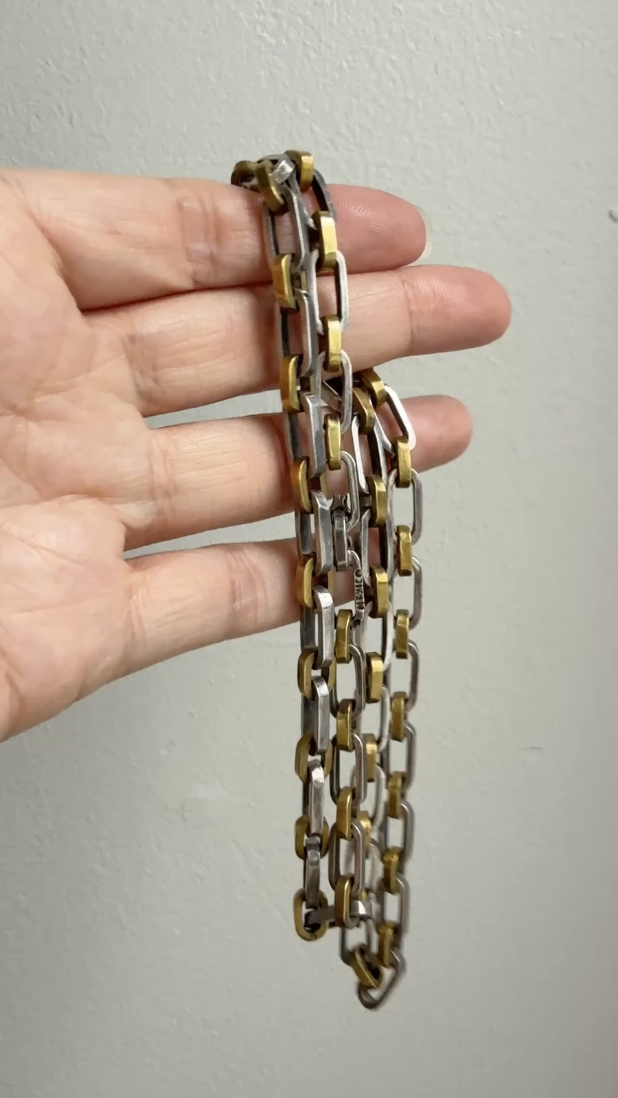 UNIQUE Chunky Sterling Silver with Alternating Gilt Links - Taxco Link Necklace - 24 inch length