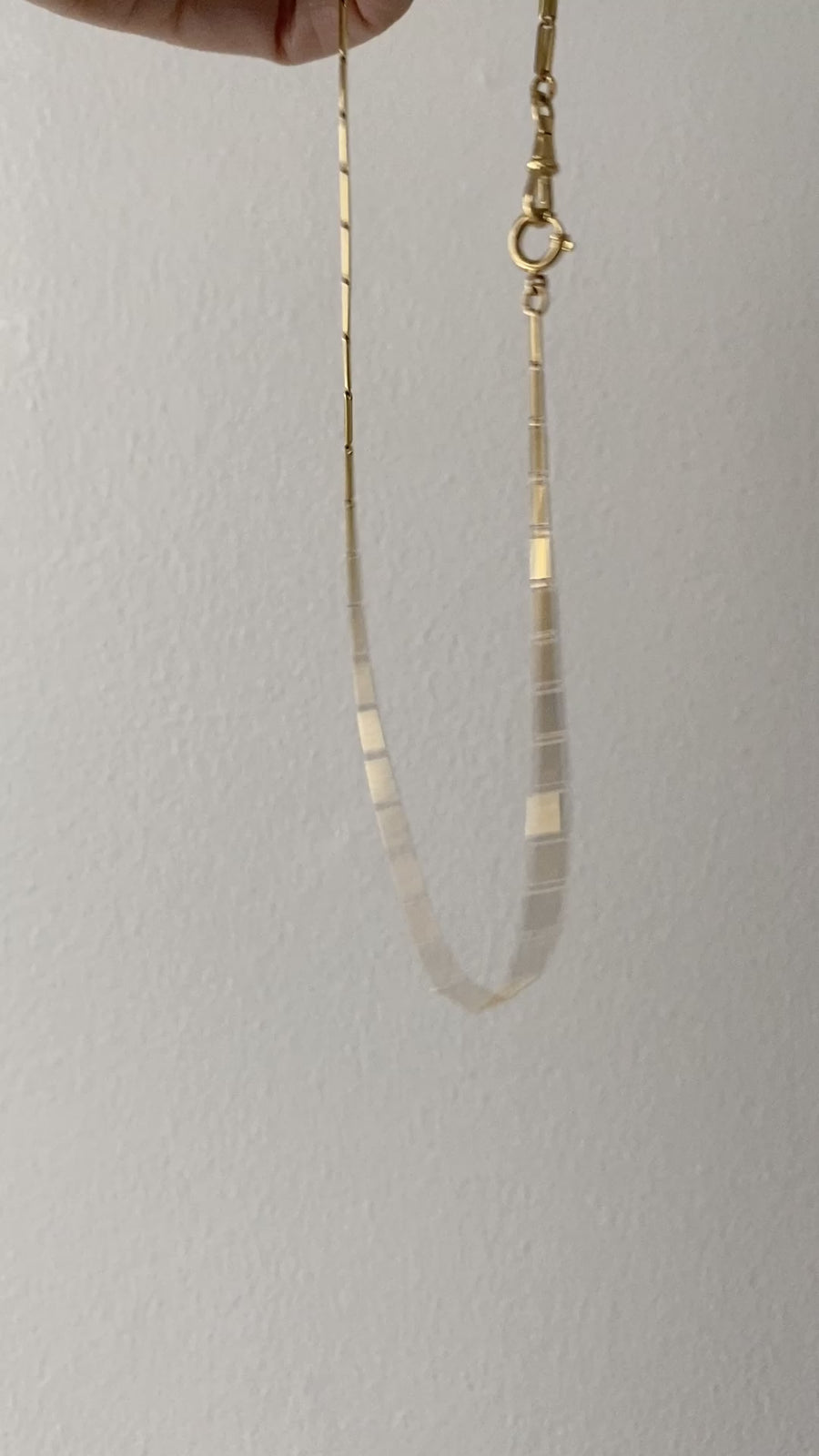 1941 Swedish 18k gold bar link watch chain necklace - 16.25 inch length