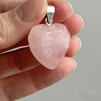 Rose Quartz Heart Pendant in Sterling Silver – 1.4 Inch Drop
