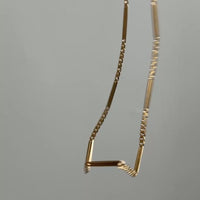 Antique Scandinavian 18k Gold Curb & Bar Link Watch Chain Necklace – 18.25 Inch Length