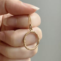 Patterned 14k Gold Ring Connector Pendant – 20.6 mm diameter