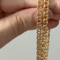 Swedish Vintage 18k Gold Necklace - Graduated Double Link Chain Necklace - 17.1 inch length