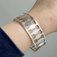 1969 Signed Silver bangle with pillar cutouts - 7.7 interior circumference