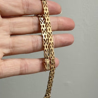 Slinky 18k Gold Vintage Bernhard Hertz Wishbone Link Bracelet - 7.5 inch length