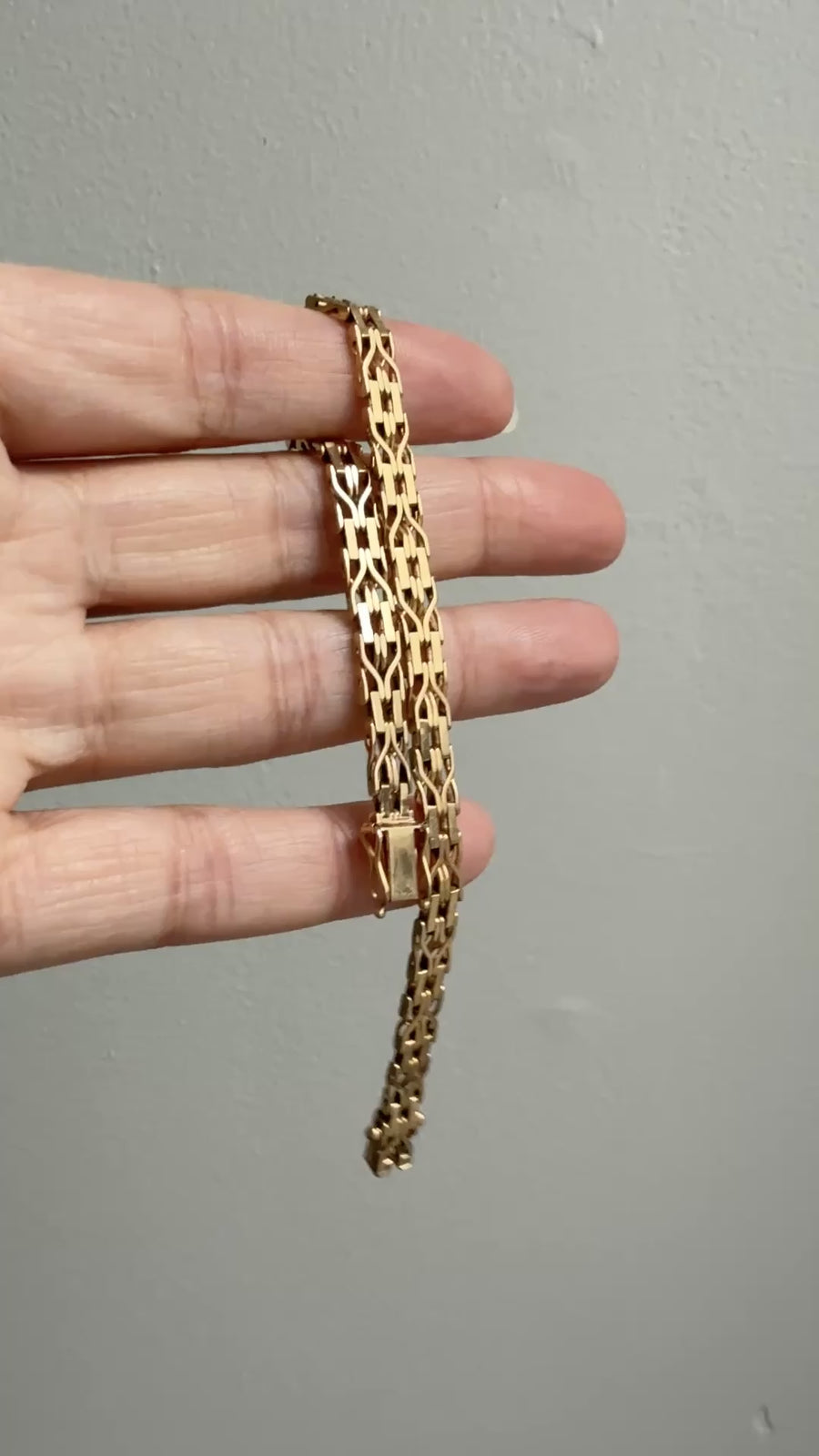 Slinky 18k Gold Vintage Bernhard Hertz Wishbone Link Bracelet - 7.5 inch length