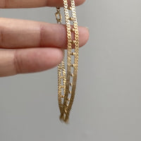 18k Gold double row pressed curb link bracelet -  7.75 inch length