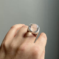 SPARKLES!! 1972 Ove Bohlin Modernist Silver and Quartz Cocktail Ring - Size 7.5