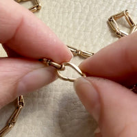 1917 Antique Swedish Double Fetter Watch Chain Necklace in 18k Gold - 17.6 inch length