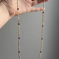 vintage 18k gold and garnet long station necklace PenelopePenelope.com