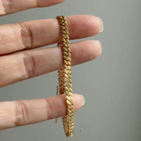 Midcentury era 18k Gold Pressed Curb Bracelet with Safety Chain – 7.5 inch length