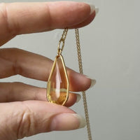 Midcentury Era 18k gold Large Droplet Faceted Citrine Pendant - 1.5 inch length