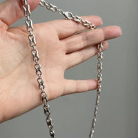 Vintage UK Sterling Silver Puffy Figure-8 Link Necklace 36g – 18 Inch Length